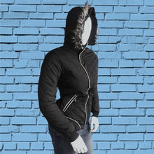 Cargar imagen en el visor de la galería, Chaqueta Negra con capucha de Peluche para Mujer